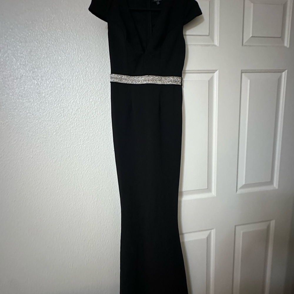 Fashion Nova Black Maxi Dress with Silver Detail